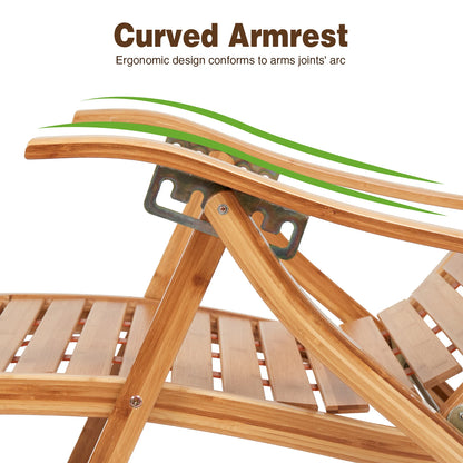 Heavy Duty Bamboo Rocking Chair Adjustable Lounge Recliner Leisure Living Room