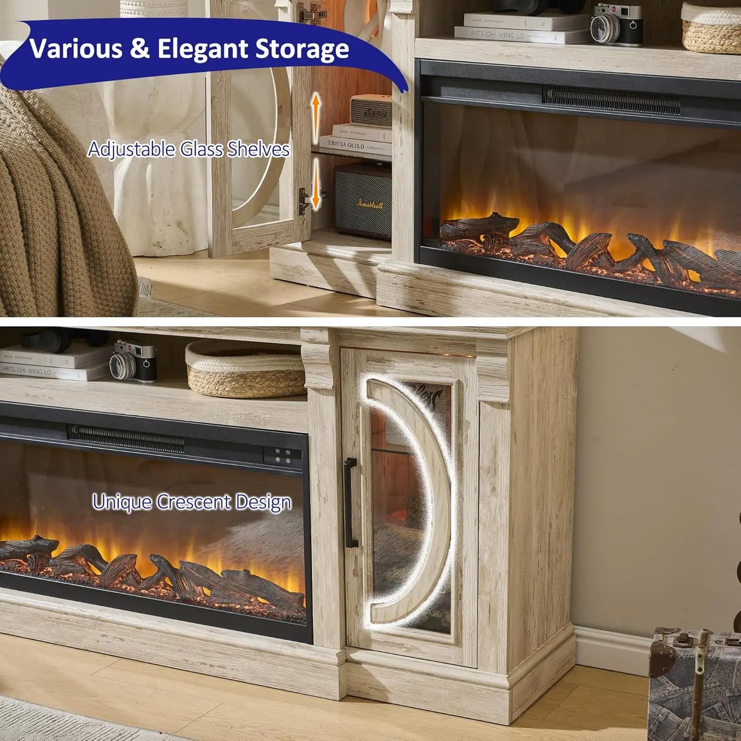 Fireplace  Entertainment Center, Holds up to 80 Inch TV