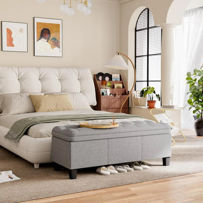 Upholstered Storage Bench with Legs