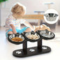 Elevated Cat Bowls 15° Tilted with Wooden Stand