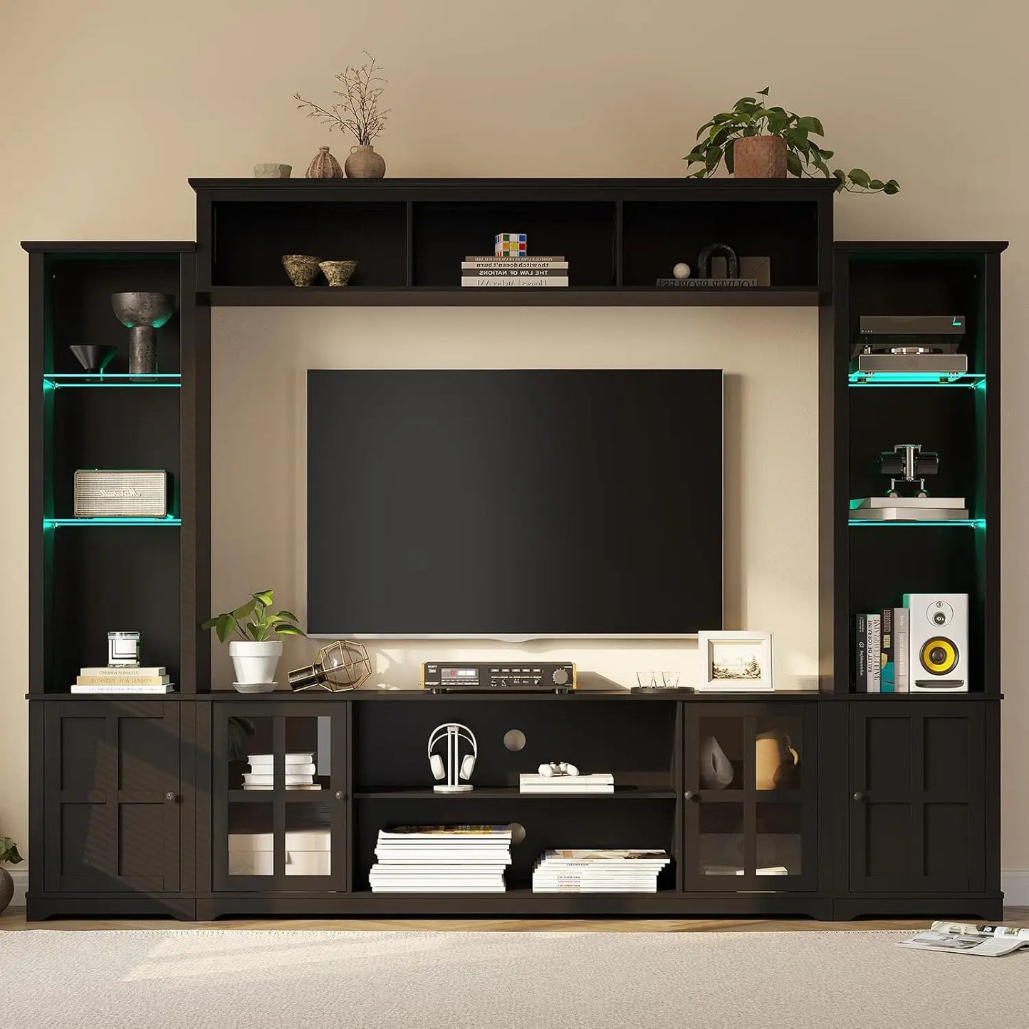 Wall Unit Entertainment Center with Bookshelves