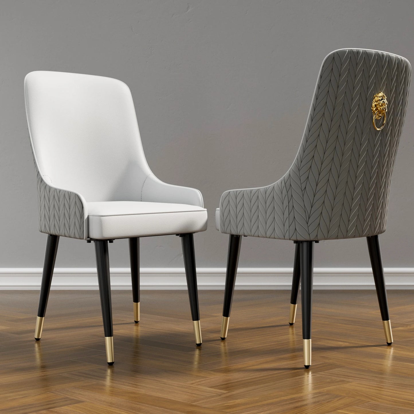 Modern PU Leather Set of 2 Dining Chairs