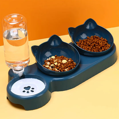 3 in 1 Pet Bowls With Gravity Water Bottle