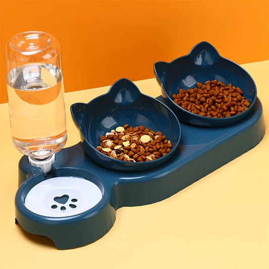 3 in 1 Pet Bowls With Gravity Water Bottle