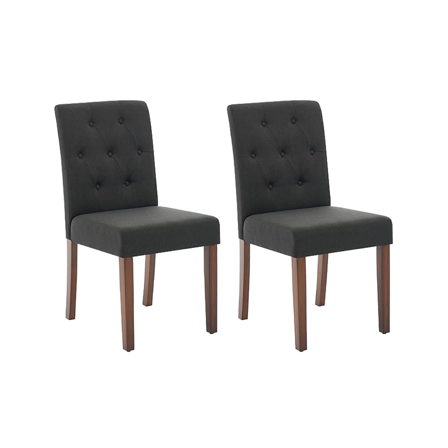 2pc Modern Linen Dining Chairs with Button Tufted High Back Side Chairs