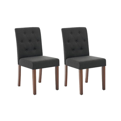2pc Modern Linen Dining Chairs with Button Tufted High Back Side Chairs