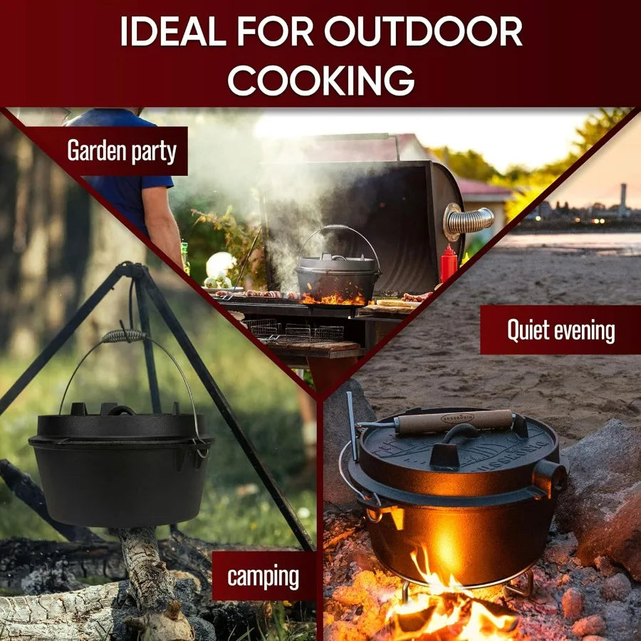 5 Quart Cast Iron Pre-Seasoned Dutch Oven Set