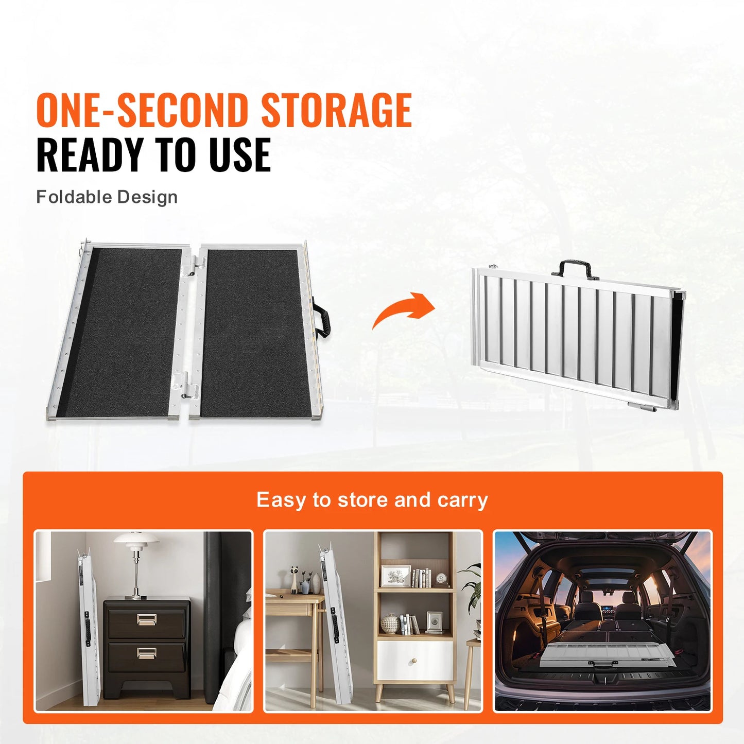 Portable  Non-Slip Aluminum Folding Mobility Scooter, Wheel Chair Ramp