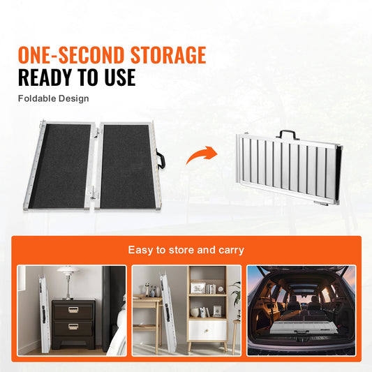 Portable  Non-Slip Aluminum Folding Mobility Scooter, Wheel Chair Ramp