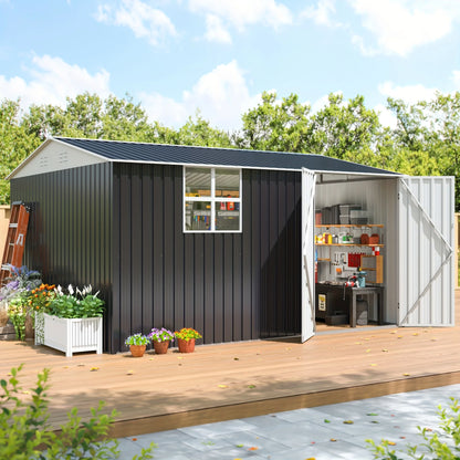 Polar Aurora 10x12 FT Outdoor Metal Storage Shed with Windows
