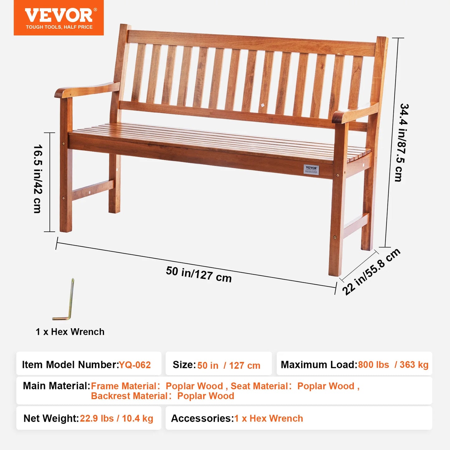 Outdoor Bench Wooden or Metal Garden Bench