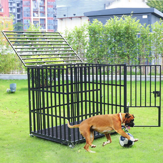 L XL XXL Heavy Duty Dog Crate with 3 Doors and Removable Tray