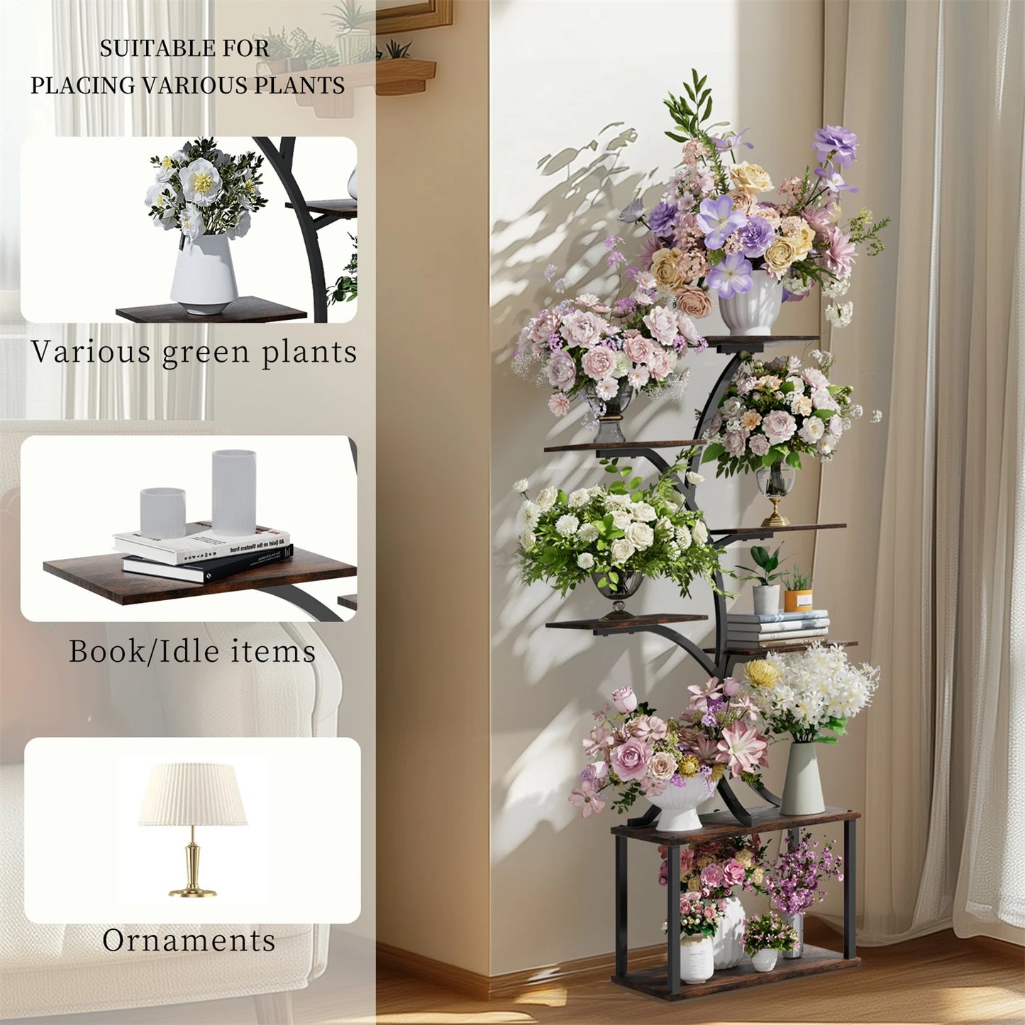 7 Tier Tree Shaped Plant Stand with Lights