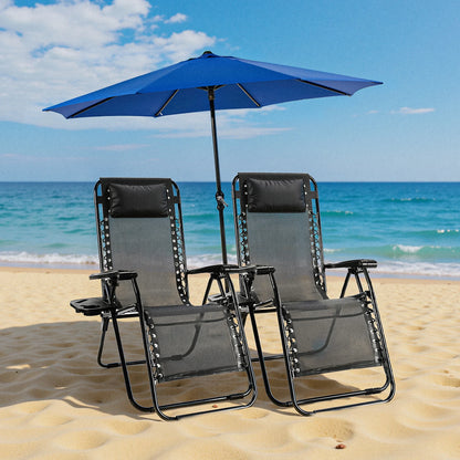 Set of 2 Portable Zero Gravity Recliner Lounge Chair