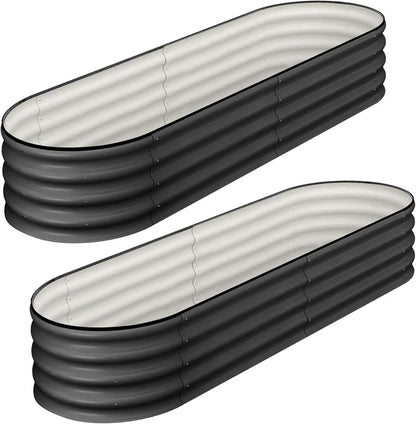 2 Pcs 4.5x2x1ft Oval Galvanized Raised Garden Bed