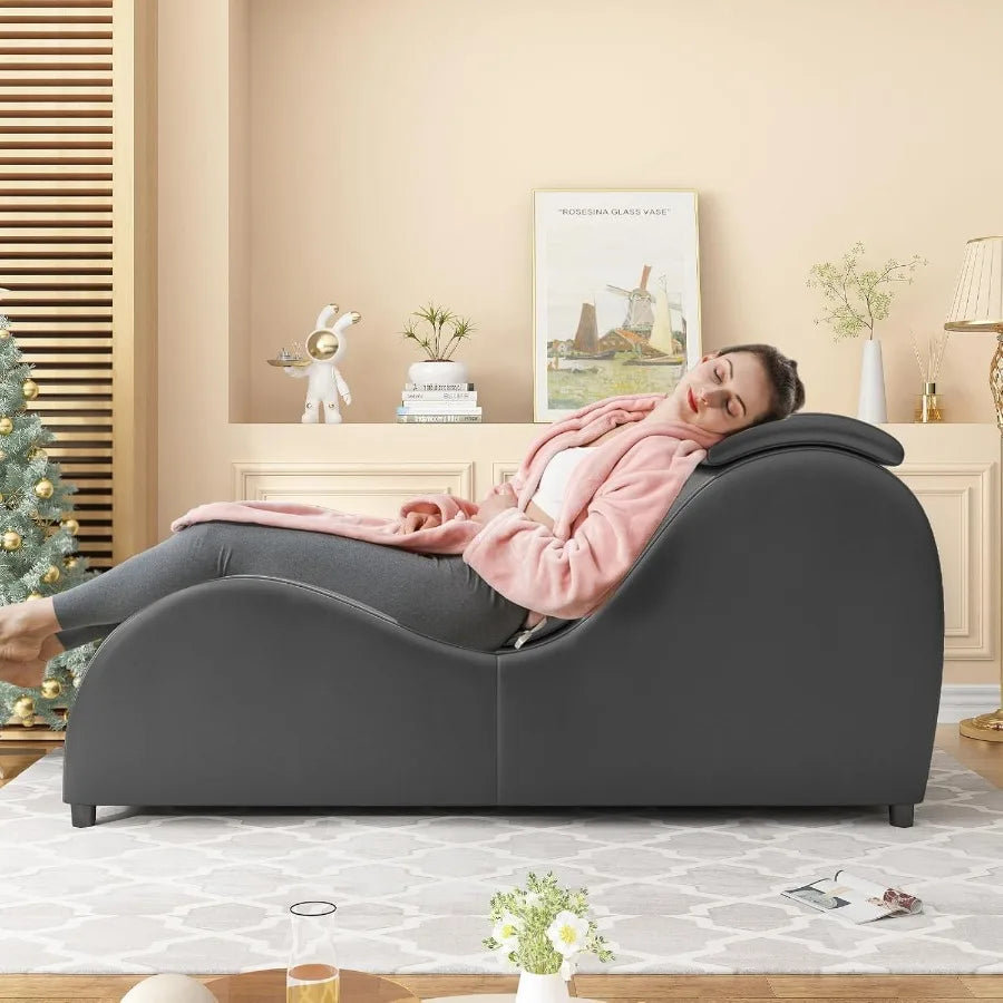 60 Inch Curved Yoga Chair Lounge with Adjustable Head Cushion