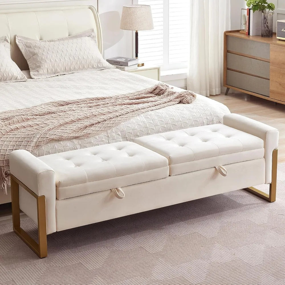 End of Bed Bench King Size Velvet Storage Bench