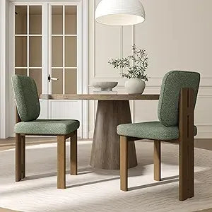 Set of 2, Upholstered Armless Modern Boucle Dining Chairs