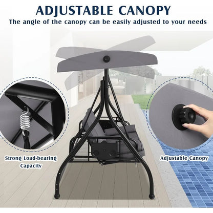 Convertible 2 in 1 Porch Bed Swing with Canopy