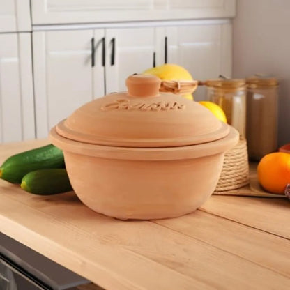 Natural Clay Dutch Oven, Lead-Free & Microwave Safe