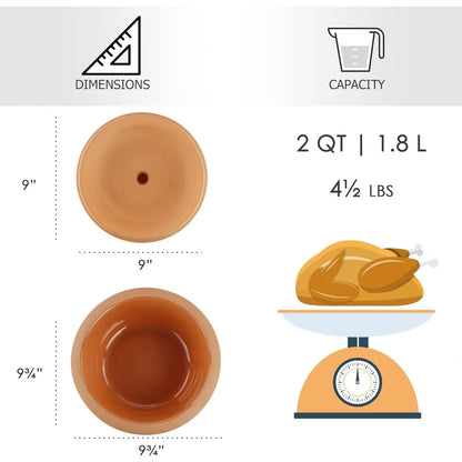 Natural Clay Dutch Oven, Lead-Free & Microwave Safe
