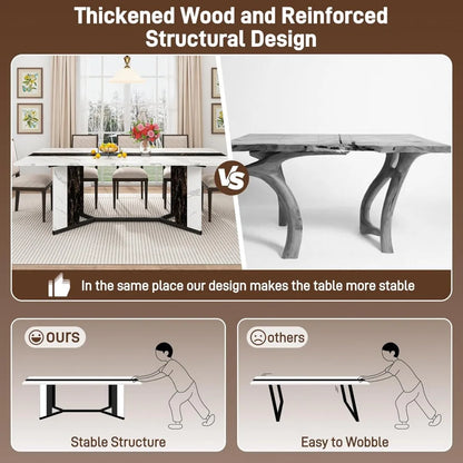 71" Dining Modern Rectangular Kitchen Table W/Waterproof Wood