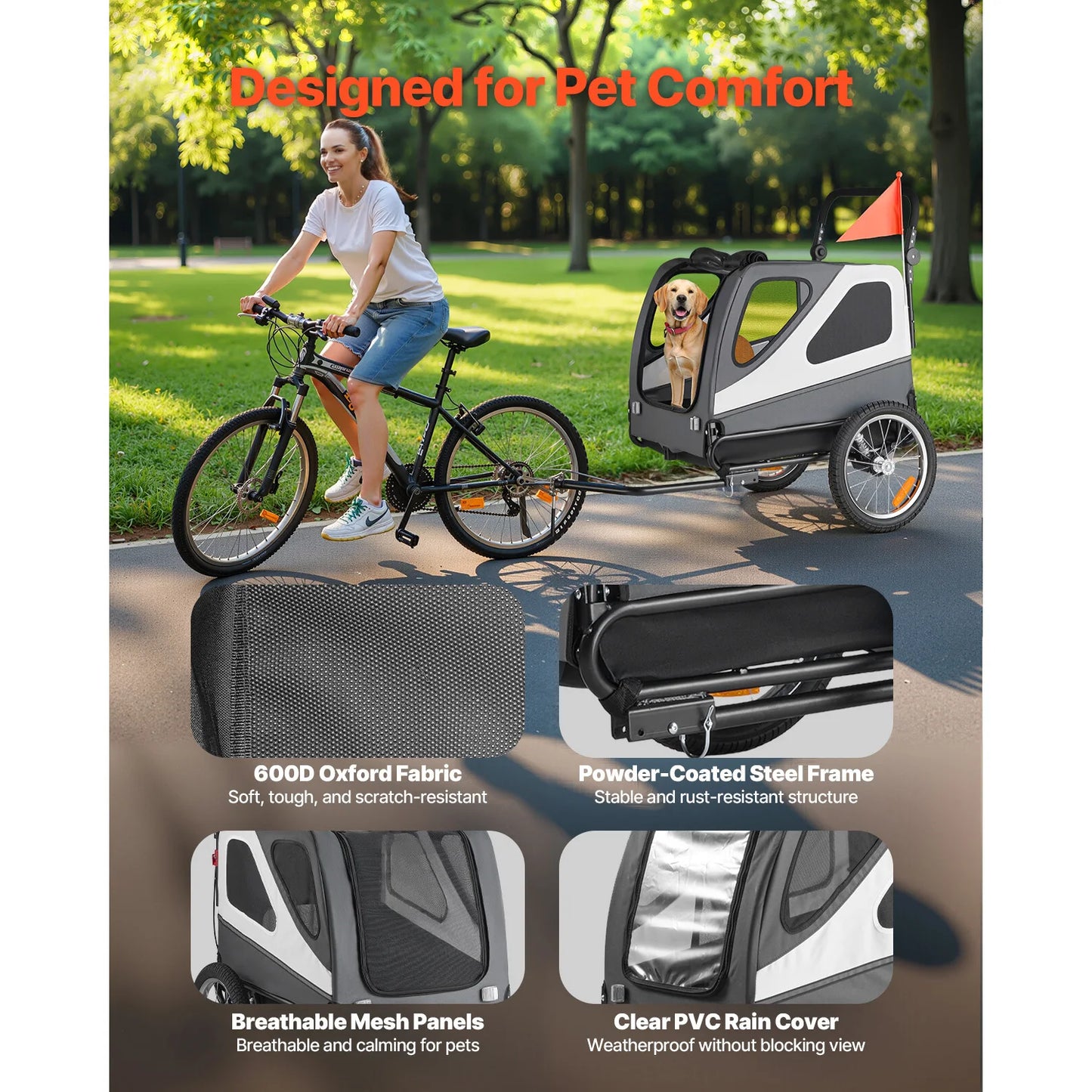 Dog Bike Trailer Supports up to 100 lbs with Quick Release Wheel