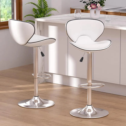 Set of 2 Adjustable Swivel Barstools for Kitchen Counter