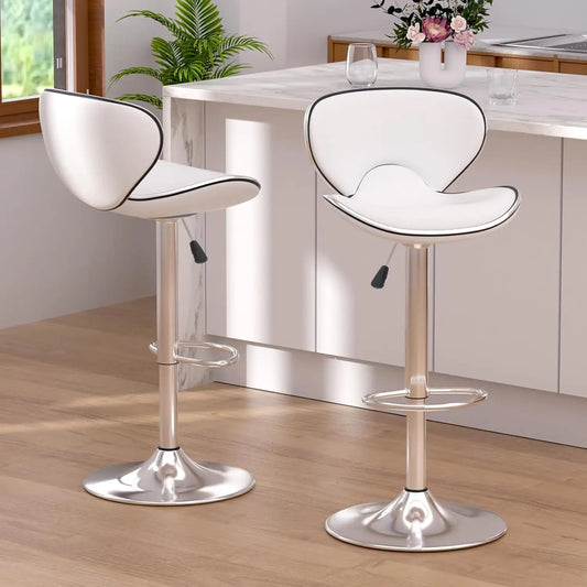 Set of 2 Adjustable Swivel Barstools for Kitchen Counter