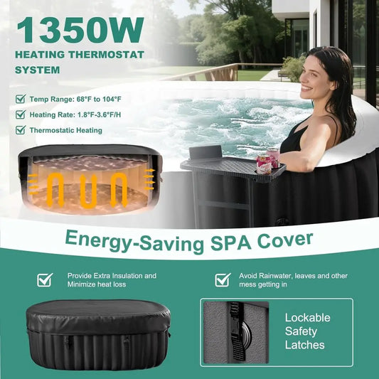 Inflatable Oval Hot Tub with 100 Bubble Jets