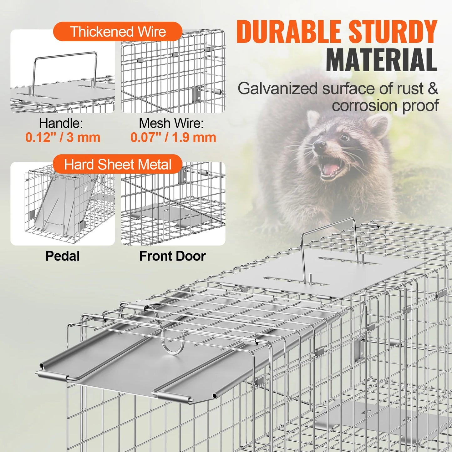 Live Animal Cage Trap - Humane Cat, Rodent Control