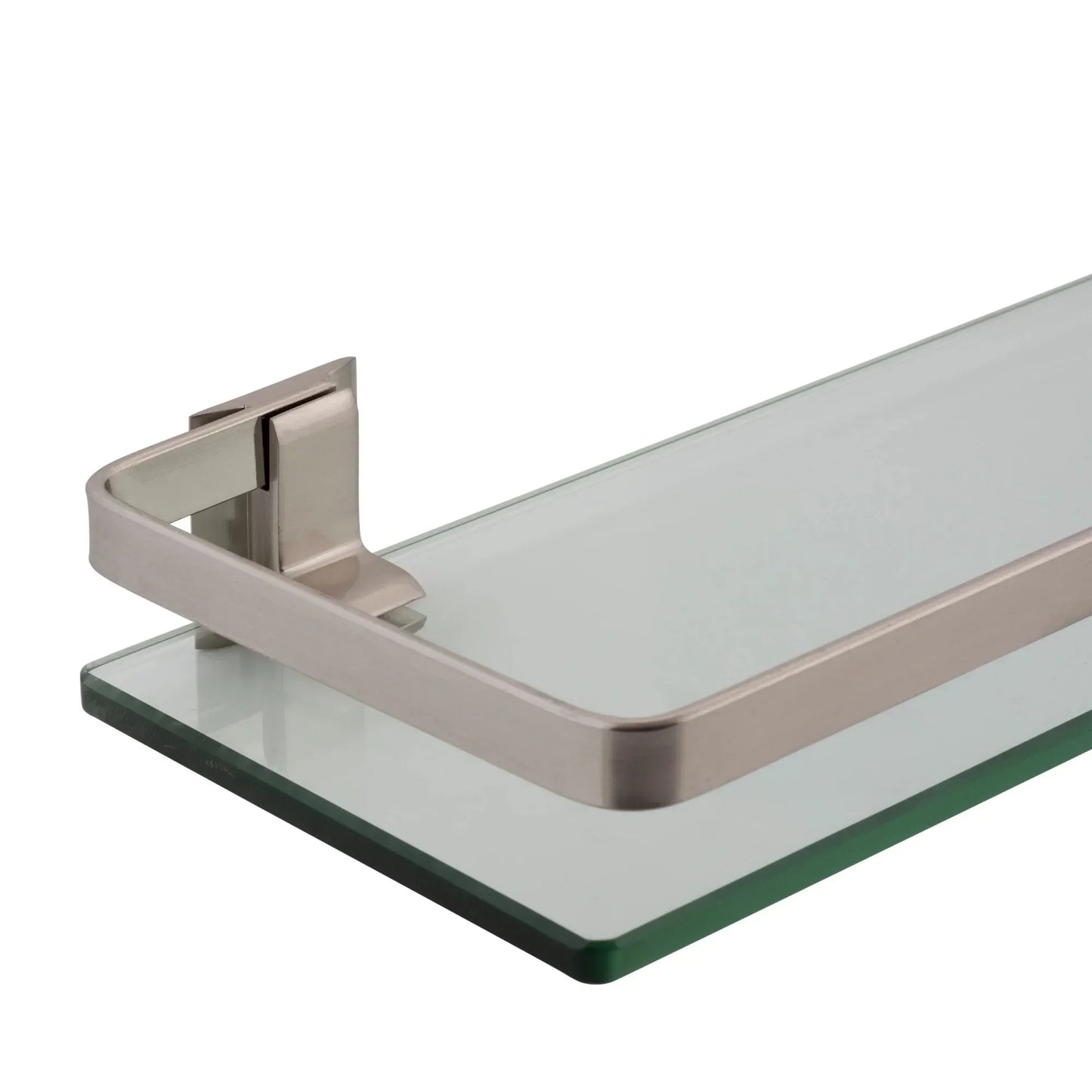 Decorative Glass Bathroom Shelf with Nickel Rail