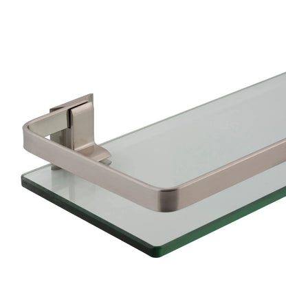 Decorative Glass Bathroom Shelf with Nickel Rail