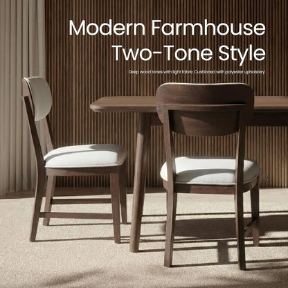 Set of 6, Mid Century Modern Upholstered Kitchen Chairs with 3.3" Thick Cushion
