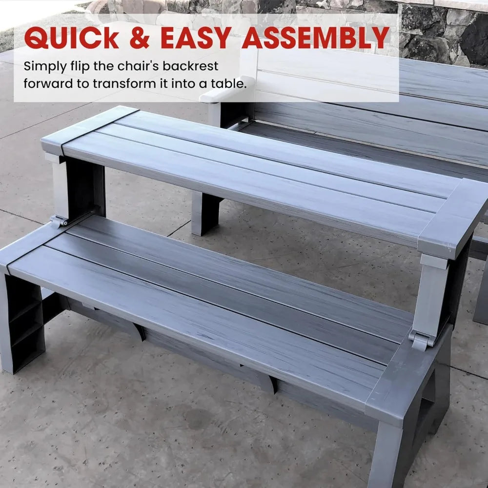 2-in-1 Outdoor Convertible Bench to Picnic Table |