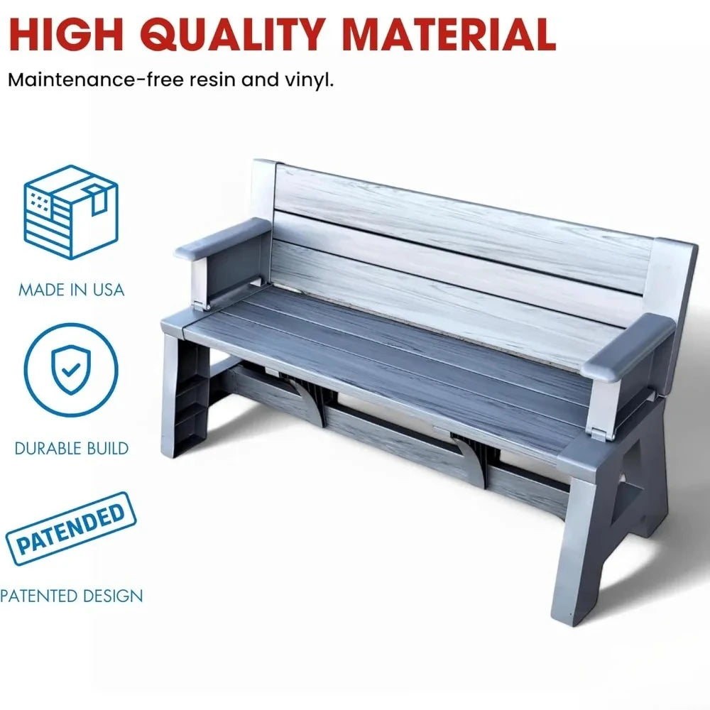2-in-1 Outdoor Convertible Bench to Picnic Table |