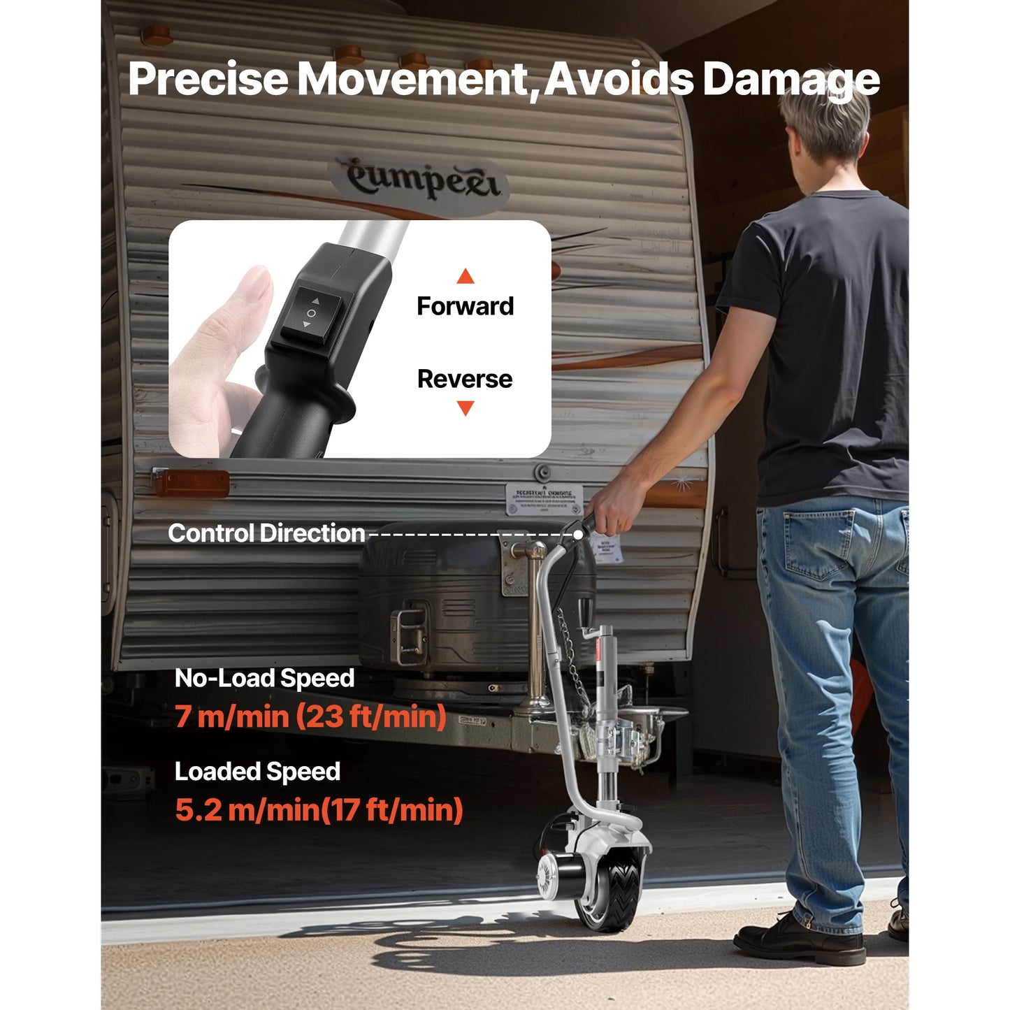 Electric Trailer Dolly 5500lbs, 2V Motorized Jockey Wheel