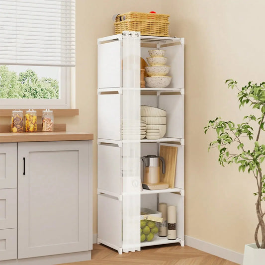 Space Saving 4-Tier Storage Cabinet In White