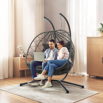 Double Egg Swing Chair with Stand