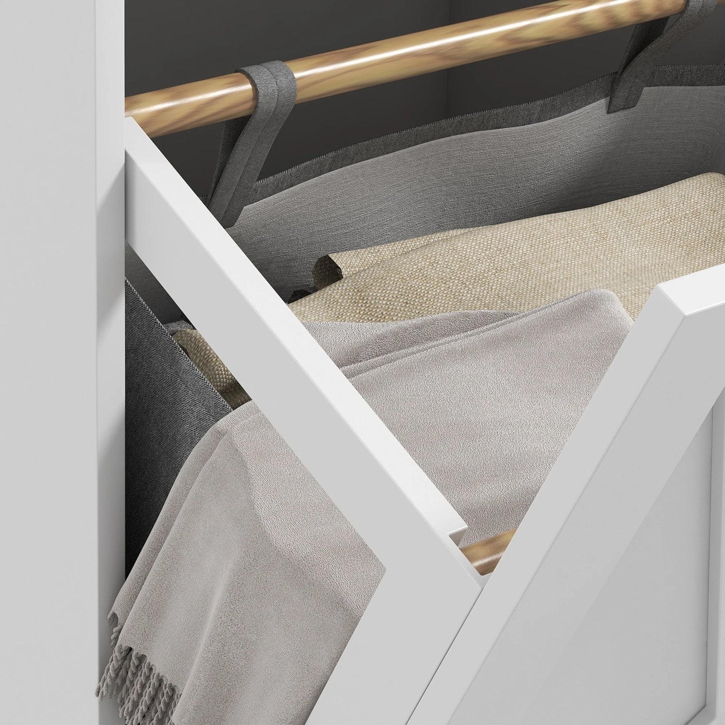 Double Tilt Out Laundry Hamper Cabinet with 2 Removable Baskets and 2 Drawers