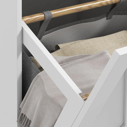 Double Tilt Out Laundry Hamper Cabinet with 2 Removable Baskets and 2 Drawers