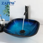 Tempered Glass Bathroom Vessel Sink with Waterfall