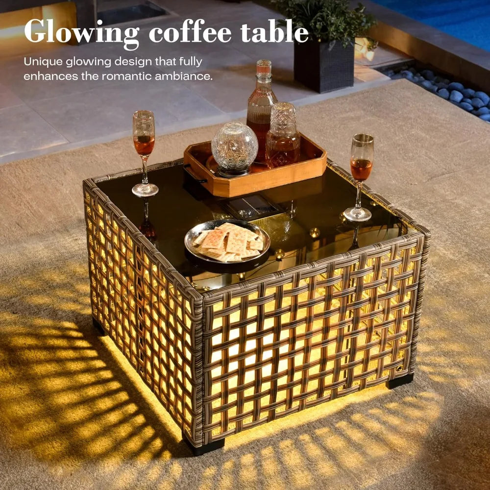 5 Piece Rattan Wicker Outdoor Patio Furniture Set