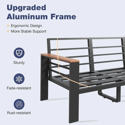 Aluminum Patio Furniture Set 7 Seats, Coffee Table