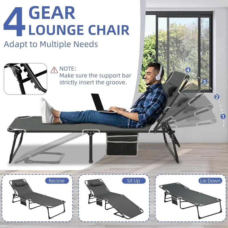 4-Position Camping Cot with Mattress