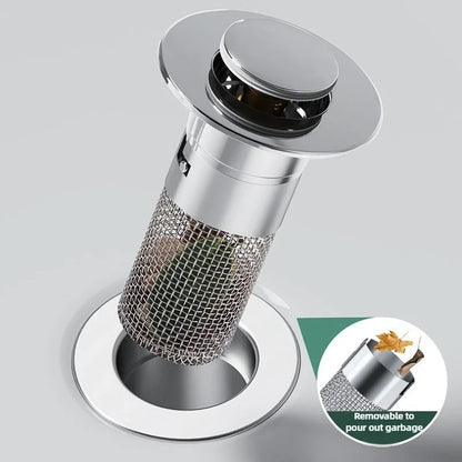 Stainless Steel Sink Drain Filter - Anti-Clog Hair Stopper & Odor Seal