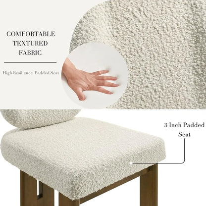 Set of 2, Upholstered Armless Modern Boucle Dining Chairs