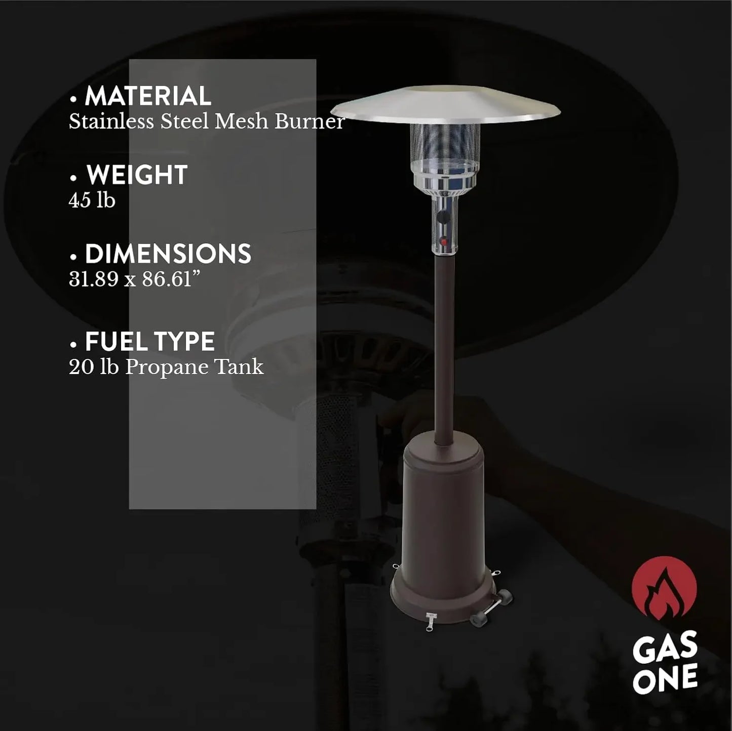 Portable Outdoor Patio Propane Heater with Wheels