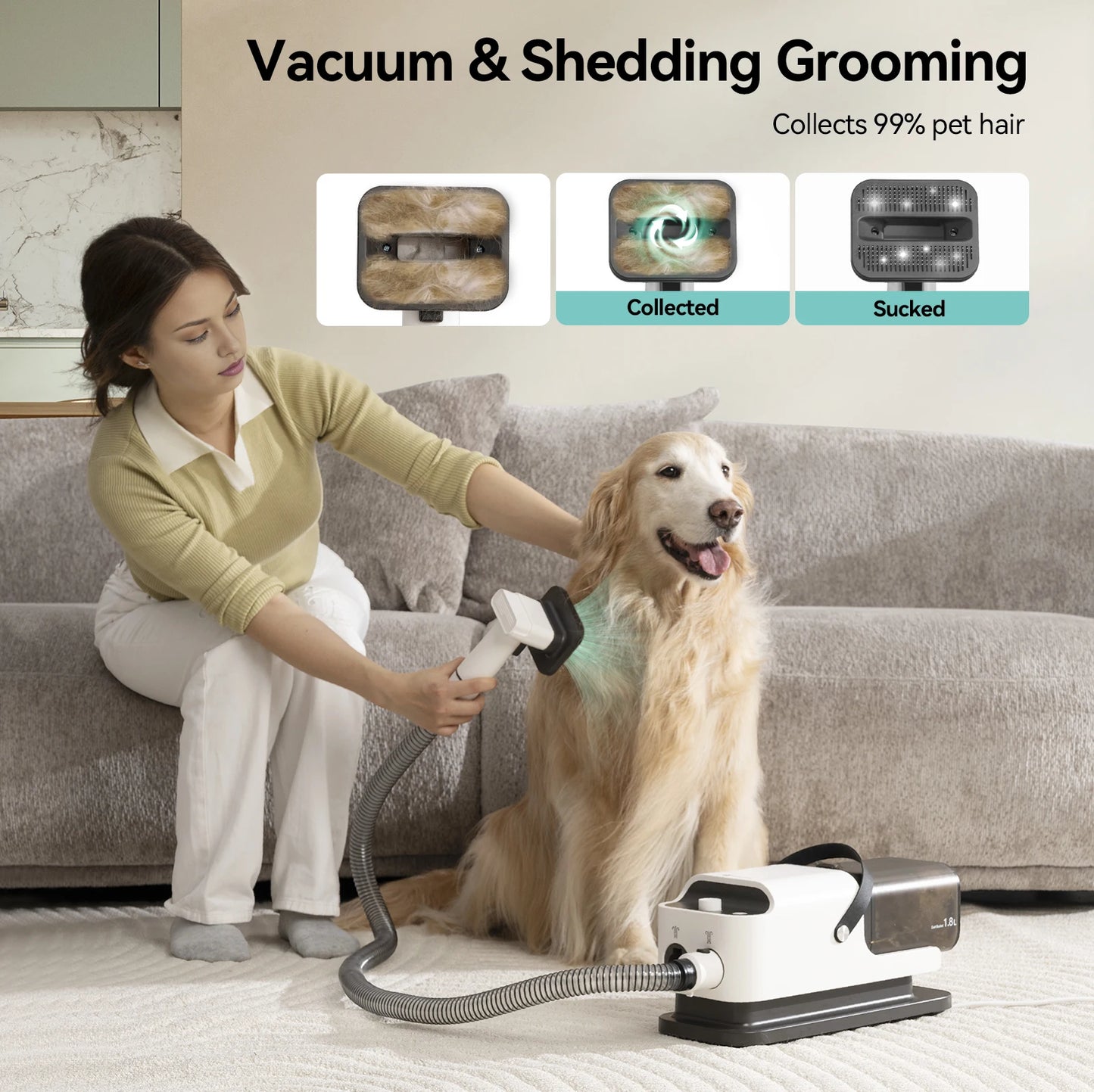 Pet Grooming Vacuum Cleaner & Hair Dryer Clipper