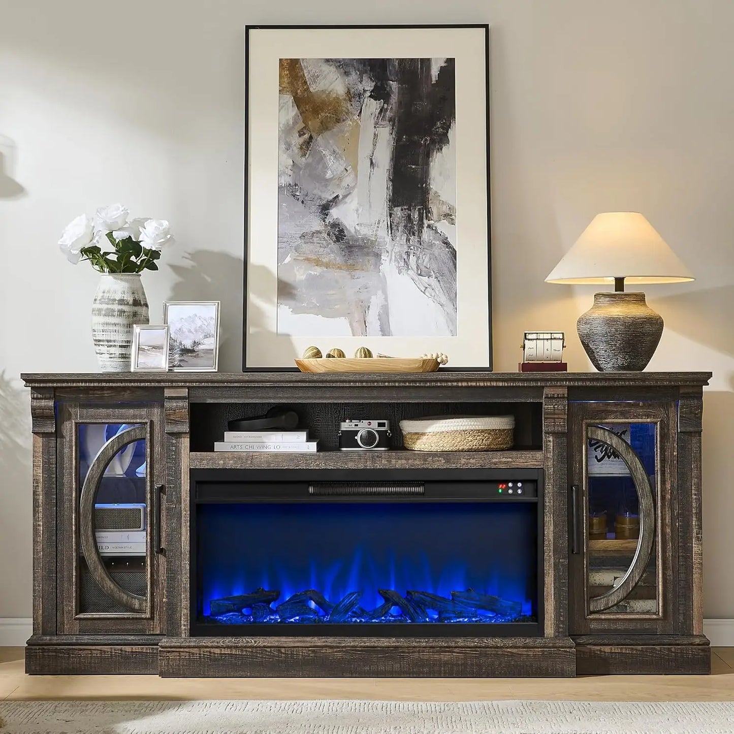Fireplace  Entertainment Center, Holds up to 80 Inch TV